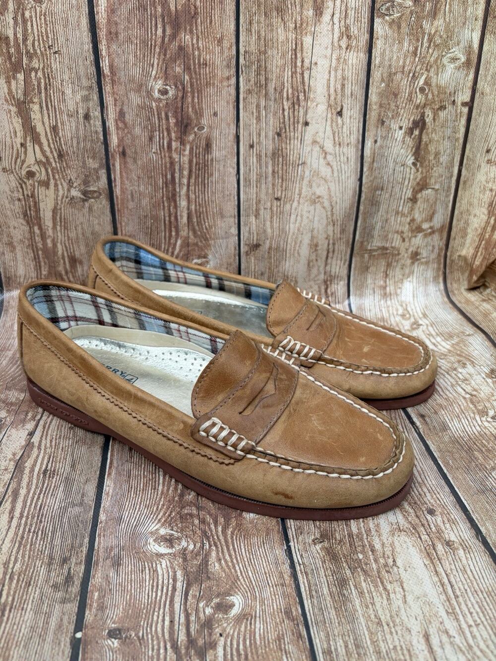 Sperry Top-Sider Brown Leather Slip-On Loafers Round Toe women 9.5